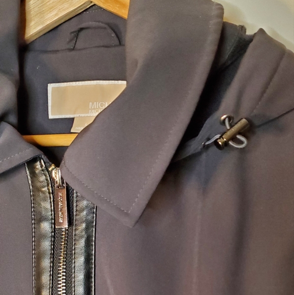 Michael Kors Smokey Gray Zip-Up Belted Jacket with Removable Hood - Picture 15 of 15